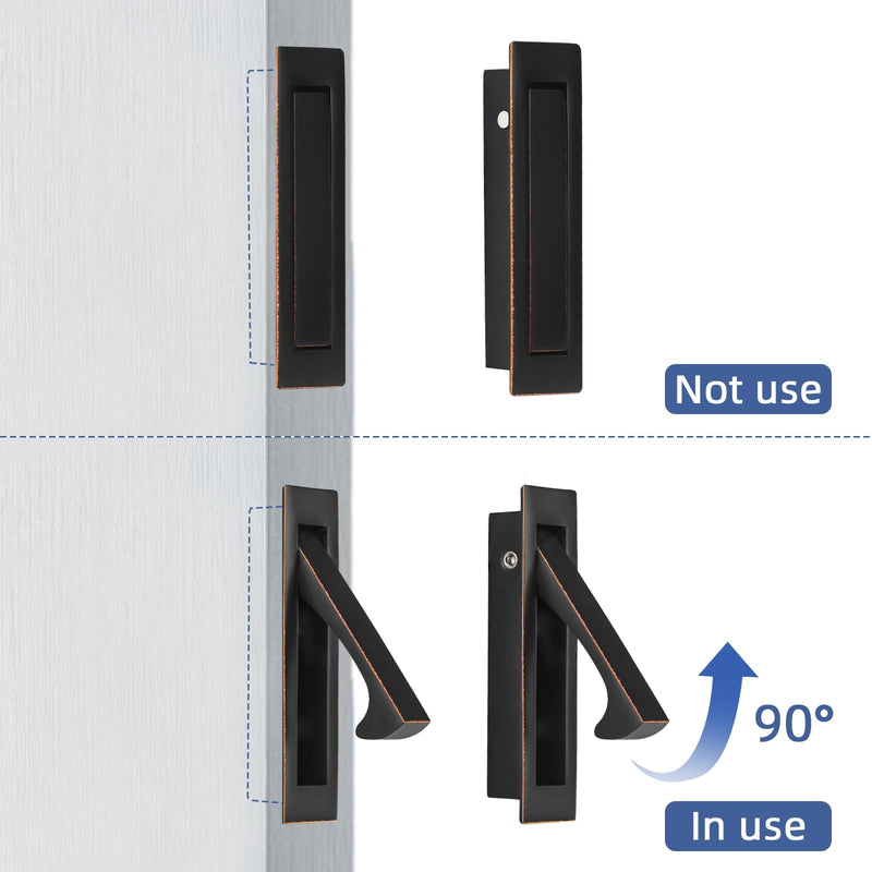 Pocket Door Hardware and Edge Pull,Stainless Steel Pocket Door Handles Latch,Recessed Finger Flush Pulls,for Closet,Sliding,Barn Door (Oil Rubbed Bronze, 6Inch) Oil Rubbed Bronze