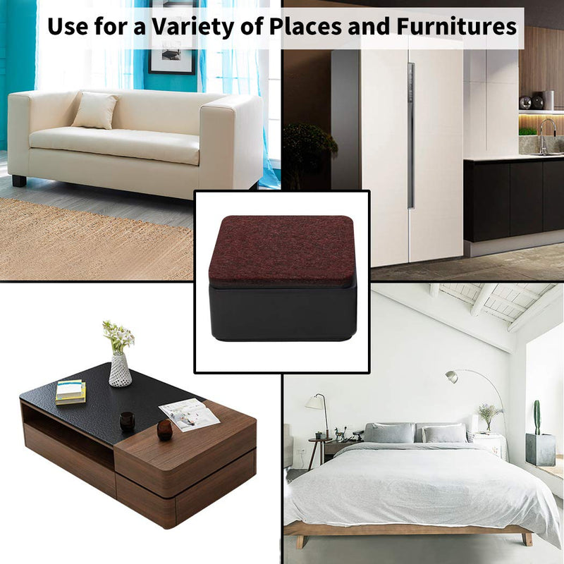 Ezprotekt 1.2 Inch Bed and Furniture Risers, Heavy Duty Square Sofa Tables Couch Chair Risers, Width 2.4"-Adds 1.2" Height, Supports 20,000 lbs, Protect Carpet & Floors from Scratches (4 Pack, Black) 1.2" x 2.4"