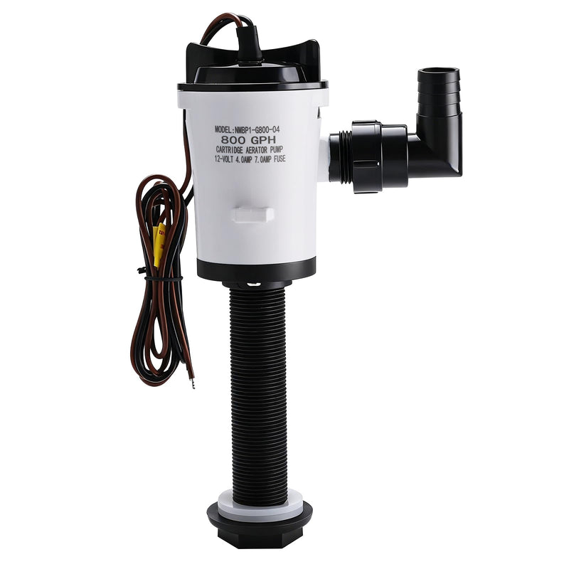 YaeMarine 12V DC 800 GPH Straight Baitwell Livewell Aerator Pump Live Bait Tank Aerator Livewell Pump Submersible Cartridge Boat Bilge Pump