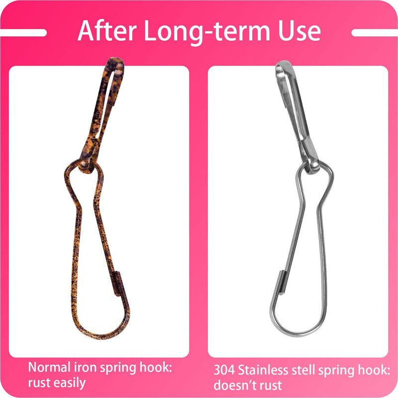 100PCS 1Inch / 25mm 304 Stainless Steel Metal Spring Hooks Rust-Proof Lanyard Snap Clip Hooks for Key Chain, ID Card, DIY Spring Clip