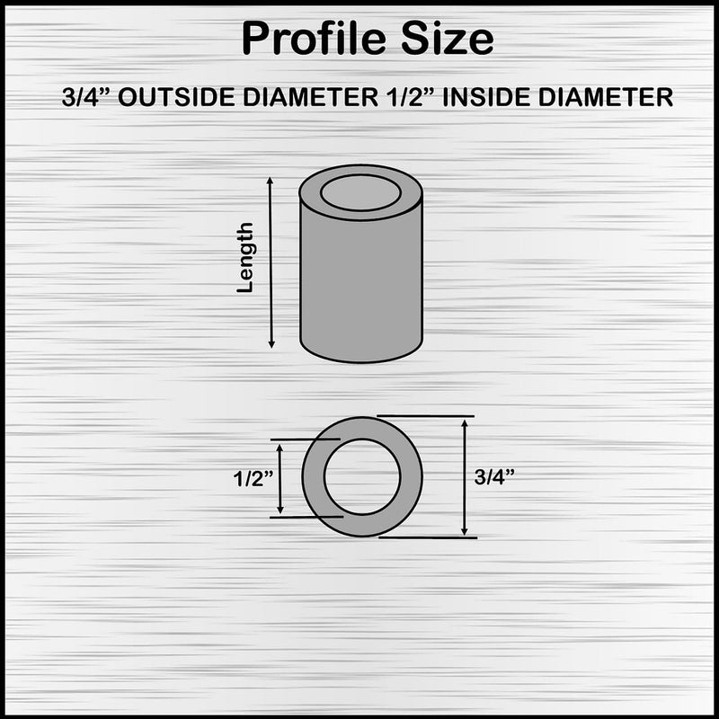 Aluminum Spacer 3/4" OD x 1/2" ID x Choose Your Length, Round Spacer Unthreaded Standoff Bushing Plain Finish, Fits Screws Bolts 1/2" or M12 by Metal Spacers Online (1-1/4" Length, 2 Pack) 1-1/4" Length
