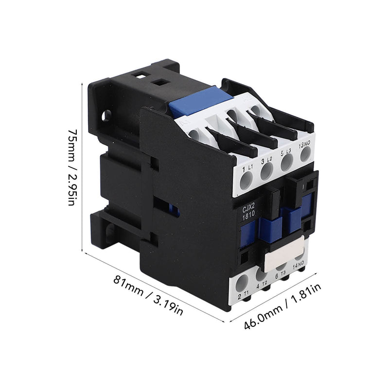 CJX2-18 AC Contactor 18A DIN Rail Mount Normally Open Electric Motor Starter with Pure Copper Coil for Industrial Control Panel