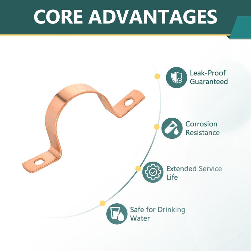 30 Pack Niikappu Copper Pipe Strap Clamp Hanger with Two Holes, 1" LF U Bracket Copper Pipe Straps for Residential,Commercial 30 1"