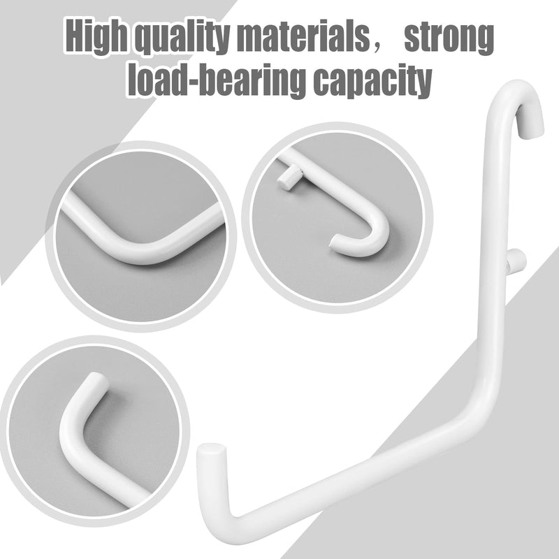 12 Pcs Pegboard Hooks, 6 x 9.5 Centimeters, Pegboard Accessories Compatible with IKEA Skadis Pegboard, Long Pegboard Hooks Set Metal Storage Tool Waterproof Home Office Indoor Supply (White) White