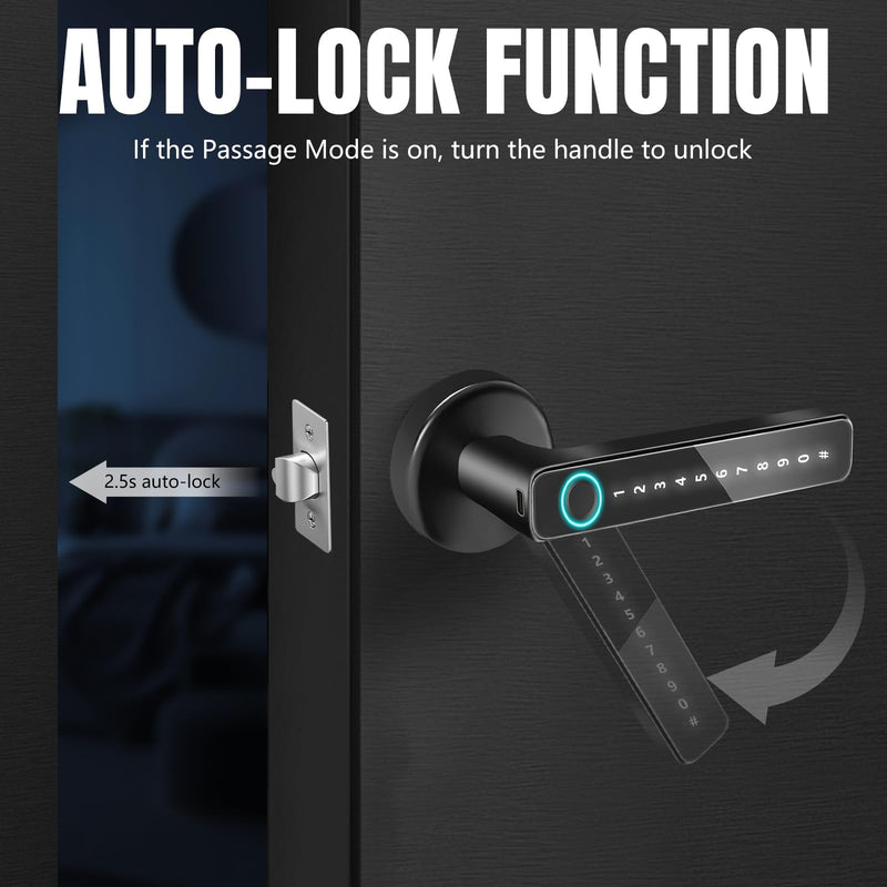 Fingerprint Door Lock, Fingerprint Door Knob, Smart Door Knob, Keyless Entry Keypad Door Lock with Biometric Door Handle for Bedroom Office Apartment
