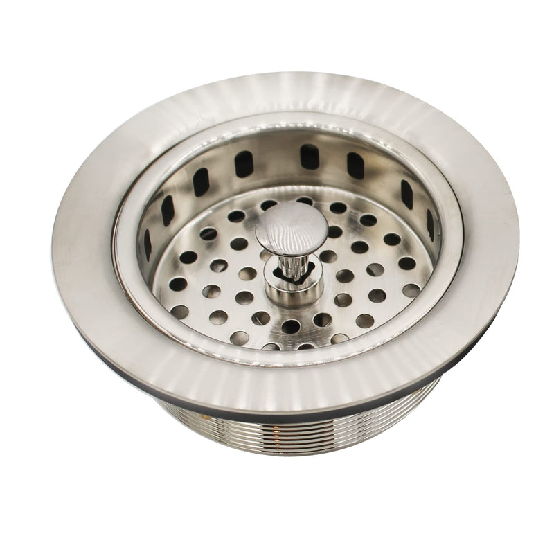 Westbrass CO2165S-20 COMBO PACK 3-1/2" Post Style Large Kitchen Sink Basket Strainer and Waste Disposal Drain Flange with Basket Strainer, Stainless Steel