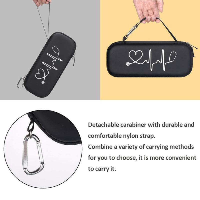 BOVKE Stethoscope Case fits 3M Littmann Classic III Monitoring Stethoscope, Lightweight II S.E, MDF Acoustica, Cardiology IV Diagnostic Stethoscope Holder with Pocket for Nurse Accessories, Black
