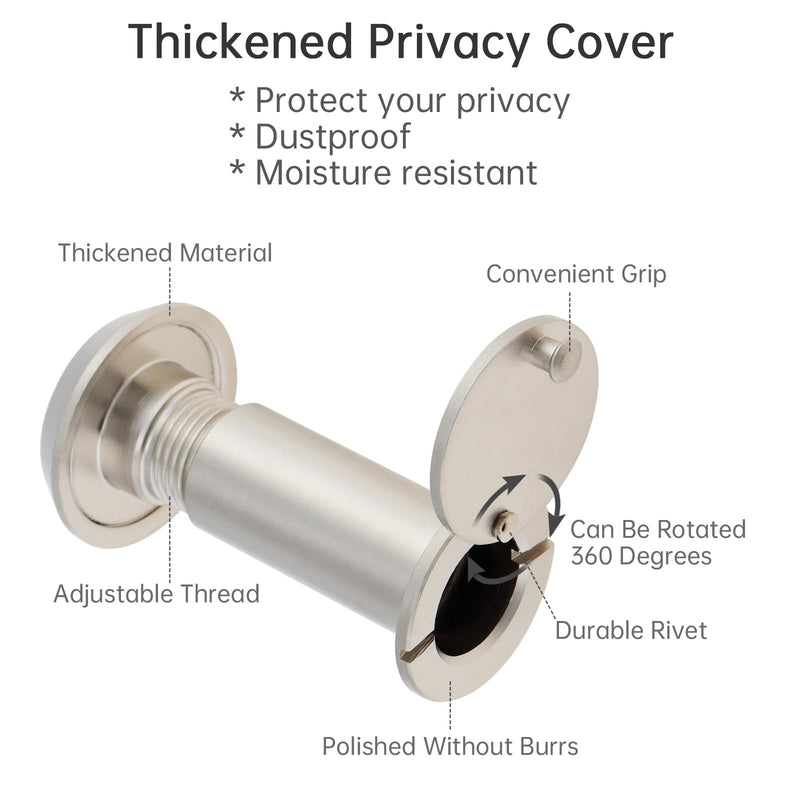 Door Knocker and Viewer, 6 Inch Height Knocker, 180-Degree Solid Brass Peephole with Privacy Cover, 9/16 inch Bore, for 1-3/8" to 2-1/4" Thickness Door (Brushed Nickel) Brushed Nickel