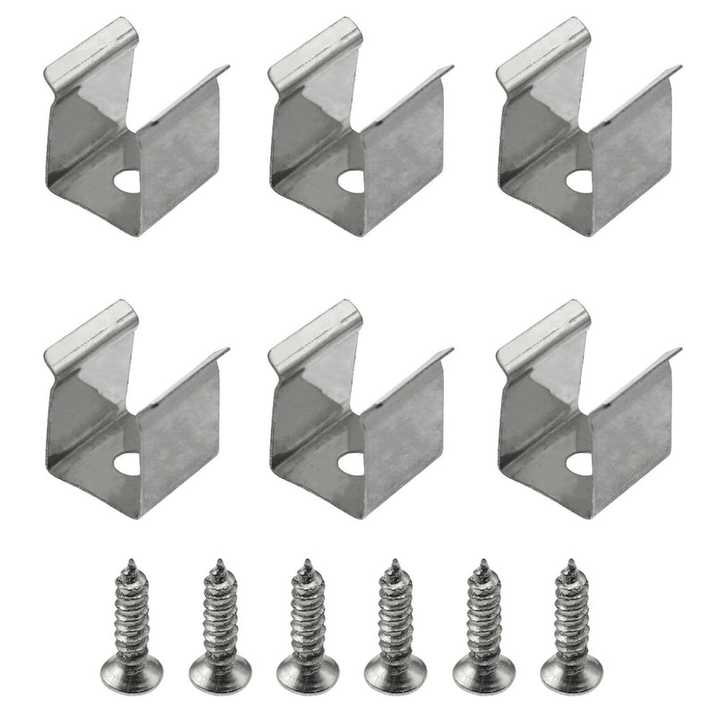 60PCS Stainless Steel Light Strip Fixing Clips with Screws LED Light Strip Mounting Bracket Line Lights Rope Lights Cabinet Lights Fixing Clamps for Residential Garden Path Stores Offices