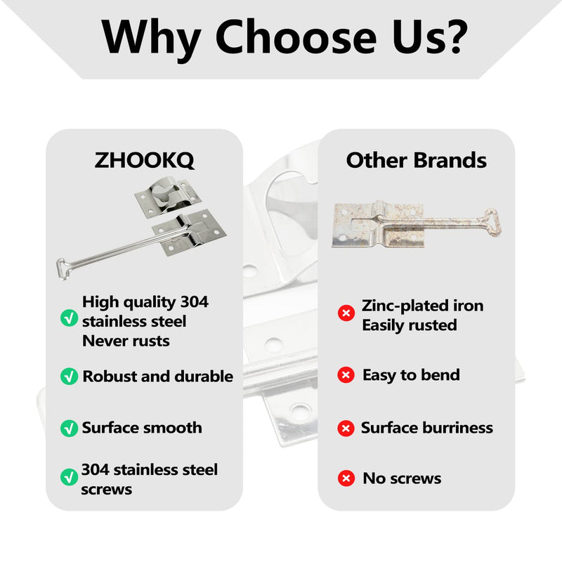 Rv Door Latch Trailer Door Latch 304 Stainless Steel Camper Door Latch Trailer Door Holder Rv Door Holder Rv Screen Door Latch 6 Inch Metal T-Style Door Holder For Cargo Trailer, Truck,(2 Pack)