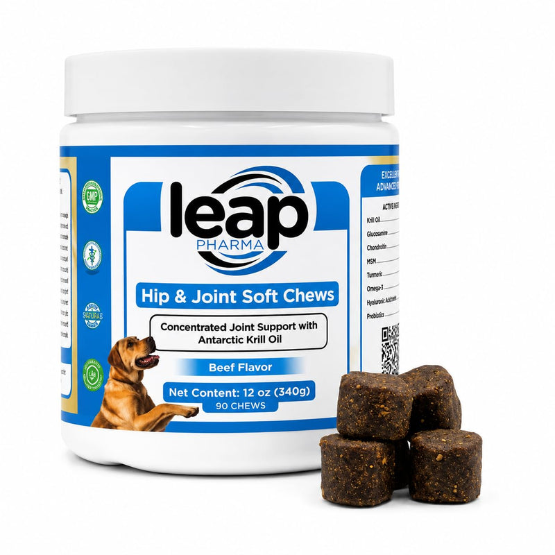 Dogs Suplements Hip & Joint - Krill Oil and Glucosamine Soft Chews, Joint Supplement for Dogs with Krill Oil,Glucosamine, Chondroitin, MSM, Turmeric, Anti Inflammatory, Mobility (Beef 90ct)