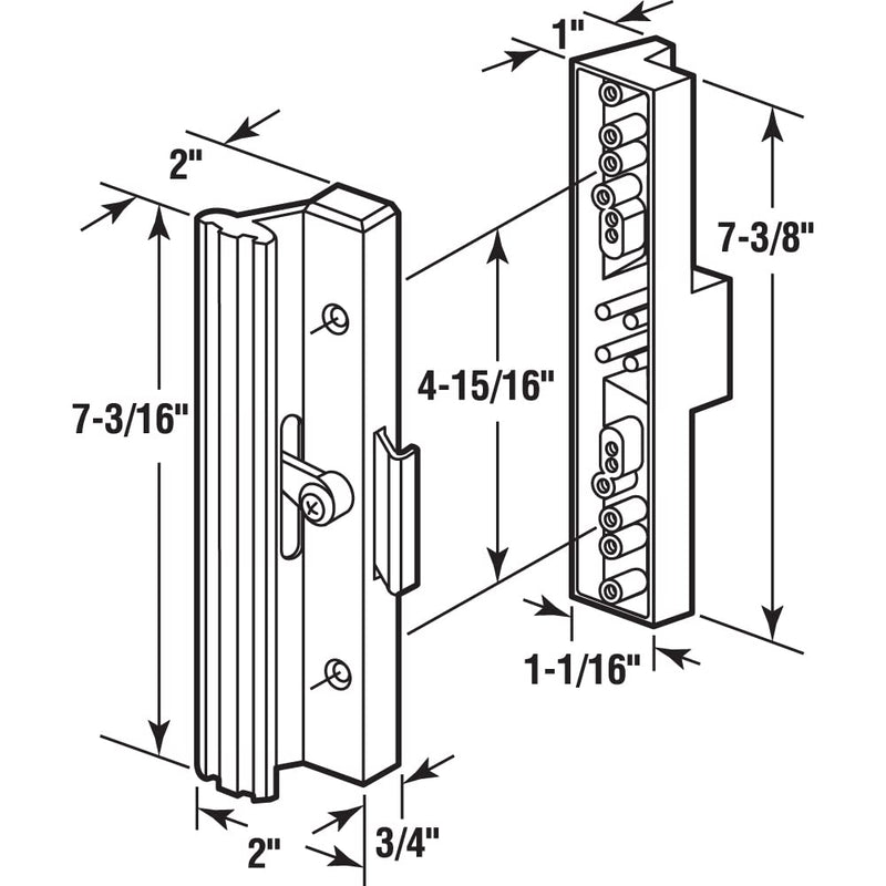 Prime-Line C 1106 Diecast Sliding Door Handle Set, Black (Single Pack)