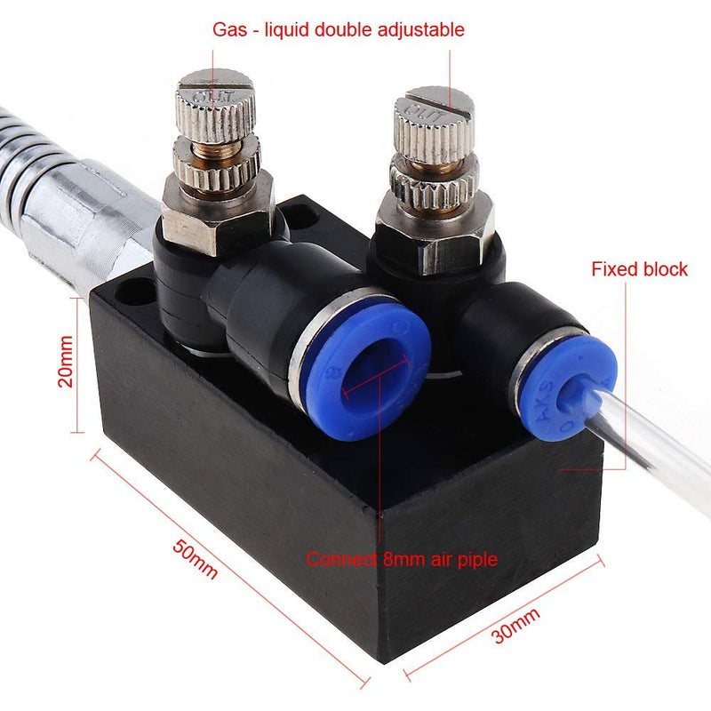 Mist Coolant Lubrication Spray System With Check Valve and Stainless Steel Flexible Pipe for Metal Cutting Engraving Cooling Machine/Air Pipe CNC Lathe Milling Drill