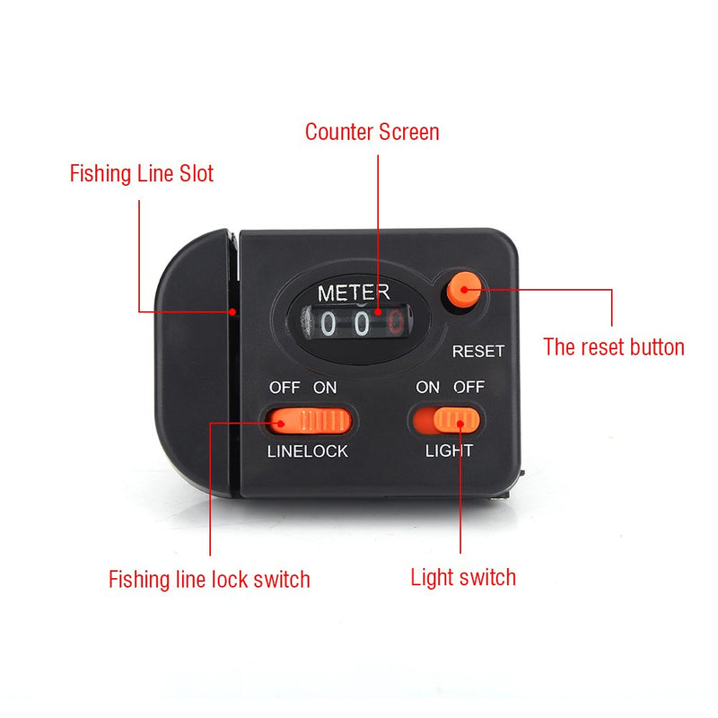 Professional Clip on Rod Fishing Line Counter Depth Finder Digital Diaplay 99m