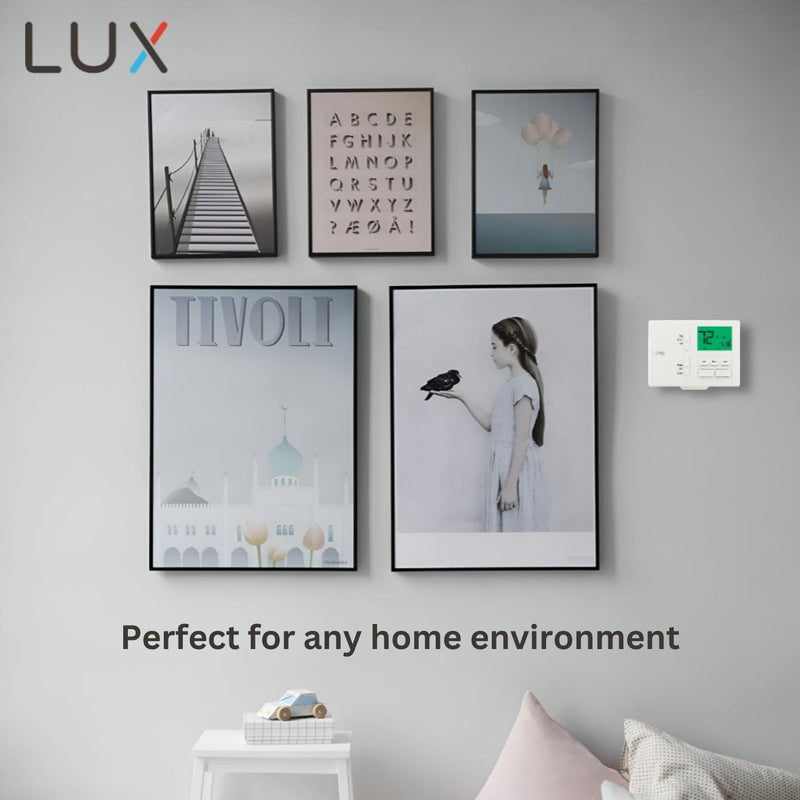 Lux Pro P711 Programmable 7 Day Thermostat for Home Use; 1 Heat, 1 Cool