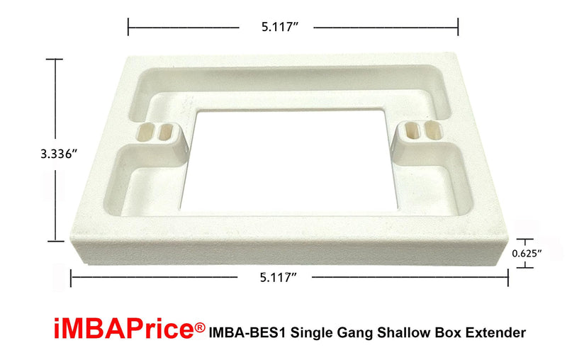 iMBAPrice BES1-2 (2-Pack) 1-Gang Non-Metallic Shallow Surface Box Extender, White 2