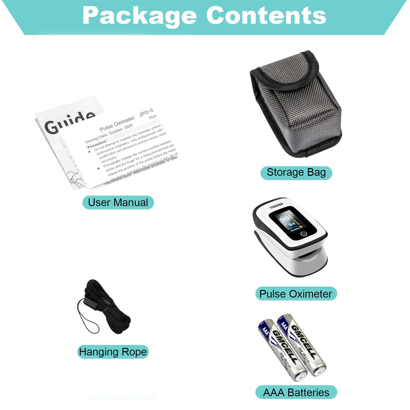 Pulse-Oximeter Fingertip-Finger Pulse-Oximeter o2-SpO2 - Batteries 2 AAA Included Lanyard OLED Screen YIDERBO