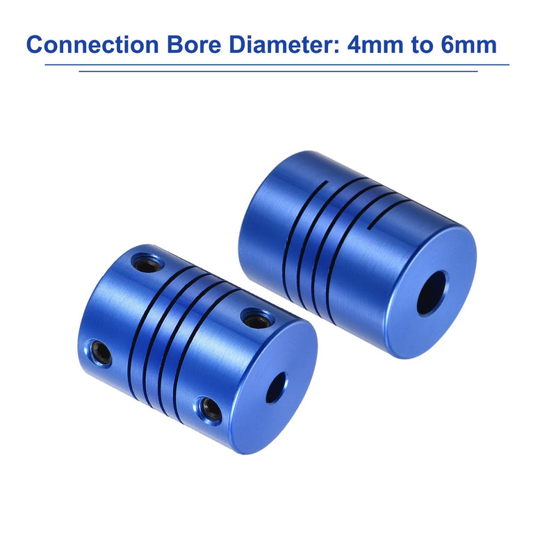 uxcell 5Pcs 4mm to 6mm Aluminum Alloy Shaft Coupling L25xD18 Flexible Coupler with Screws Beam for 3D Printer CNC Machine DIY Encoders and Motors Shaft,Blue 5