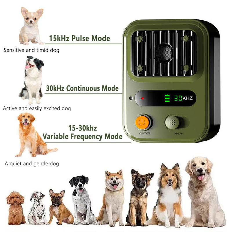 Ultrasonic Dog Bark Deterrent Devices with 3 Adjustable Modes, Anti Barking Device for Dogs, Safe & Humane Dog Whistle to Stop Barking Indoor Outdoor, Range 50ft Bark Box for All Breeds of Dogs