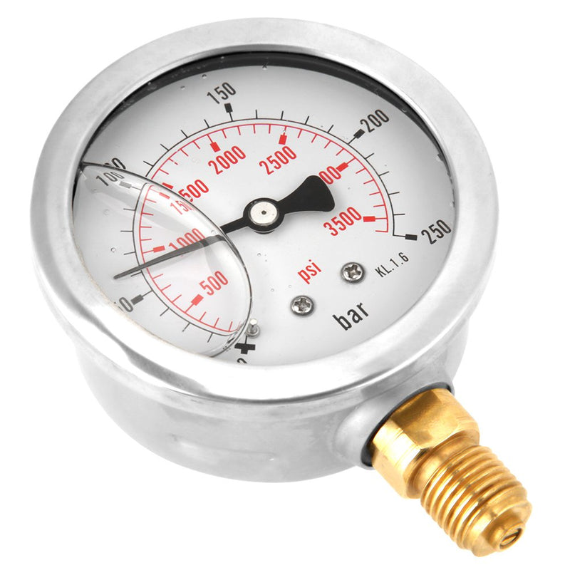 Hydraulic Pressure 0-250Bar 0-3750PSI G1/4 63mm Mini Dial Pressure Meter Double Scale Manometer Instrument for Water Oil Fuel