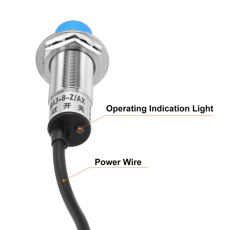 MECCANIXITY M18 Approach Sensor Inductive Proximity Sensor Switch NC Normally Close NPN 8mm Detection Distance, DC 6-36V LJ18A3-8-Z/AX, 3.3ft, 5Pcs 5