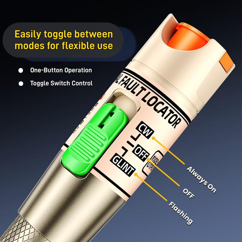 Visual Fault Locator,30-50KM Fiber Optic Cable Tester Meter, VFL Red Light Pen Light Source Testers (Golden) 30-50KM Visual Fault Locator