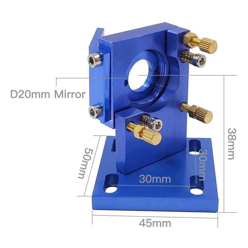 K40 CO2 Laser Head Set with 1st & 2nd Mirror Mounts, Dia.20mm, FL.50.8mm, for 20-40-60W Laser Engraving/Cutting Machines, Blue D20 FL50.8
