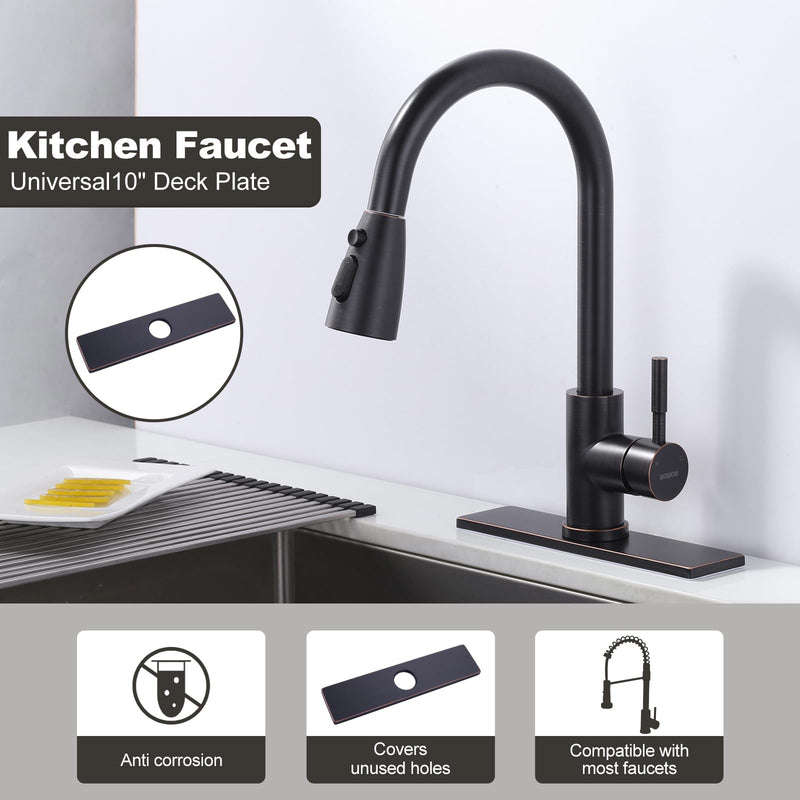 10" Sink Faucet Hole Cover Deck Plate for Bathroom & Kitchen Vanity Sink, Faucet Oil Rubbed Bronze Escutcheon Plate Stainless Steel Outside Faucet Cover Cap Rectangle Mixer Tap Right Angle
