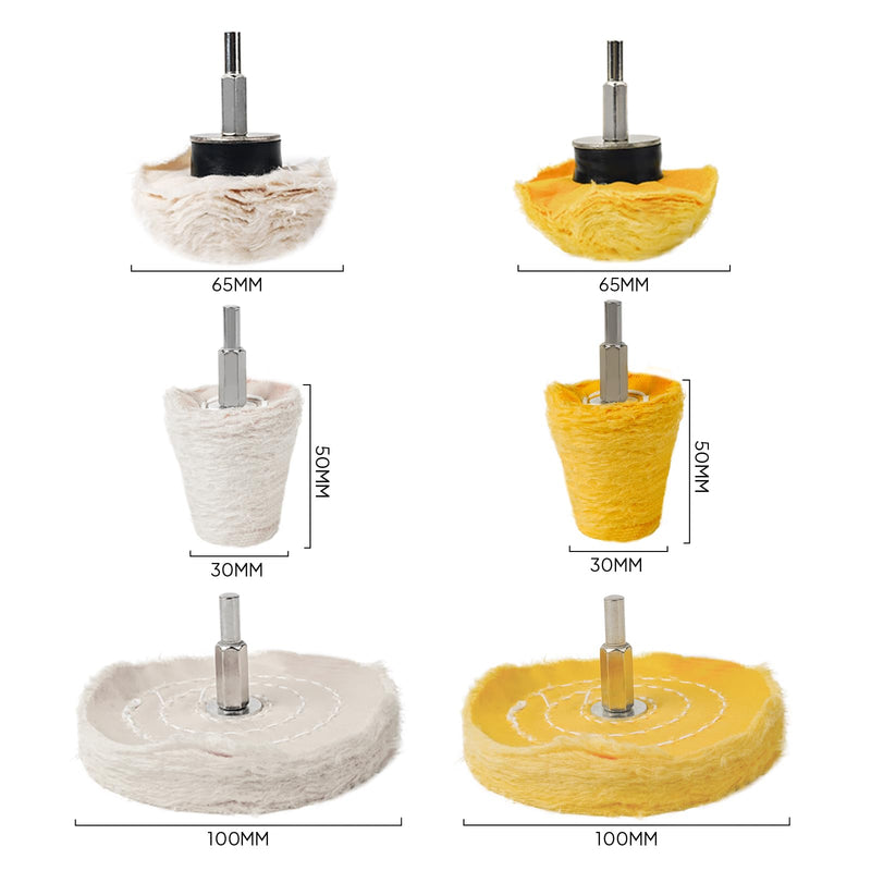 Aluminum Wheel Polishing Kit for Drill Buffing Wheel for Car Motorcycle Wheel Rim Manifold Polishing for Stainless Steel Chrome Wood Plastic Ceramic Glass Woods Machine Jewelry etc 6PCS