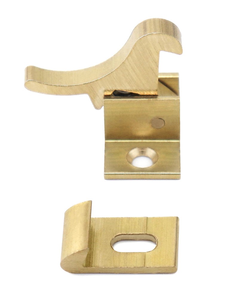 QWORK Brass Heavy Duty Elbow Latch Cabinet Door/Window Catch, 4 Pack Elbow Latches with Mounting Screws, for Bedroom Bathroom Window Cabinet and Closets Door Window Catch, Home/Office 4 Sets