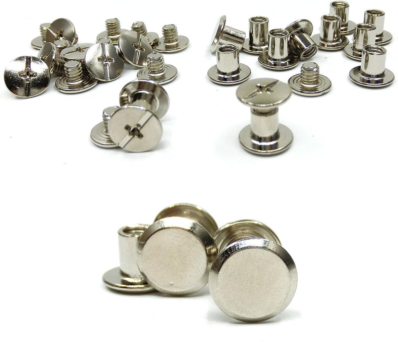 Chicago Binding Screws Post,DANCEPANDA 50 Sets Fastener Leather Repair Screws Metal Round Cross Head for Book Scrapbook Photo Album Belt Tooling (5X 6mm) (5 * 6)