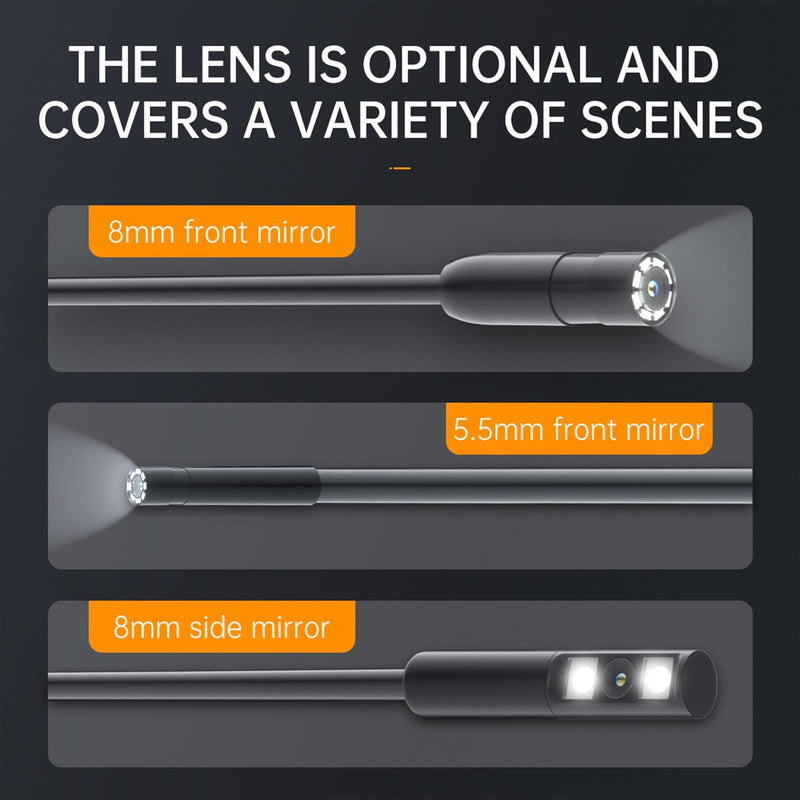 Borescope, Endoscope Camera with Light,Dual Lens Industrial, 1080P HD Inspection Camera - 2m/6.5FT Flexible Cable, IP67 Waterproof, 8+1 Adjustable LED