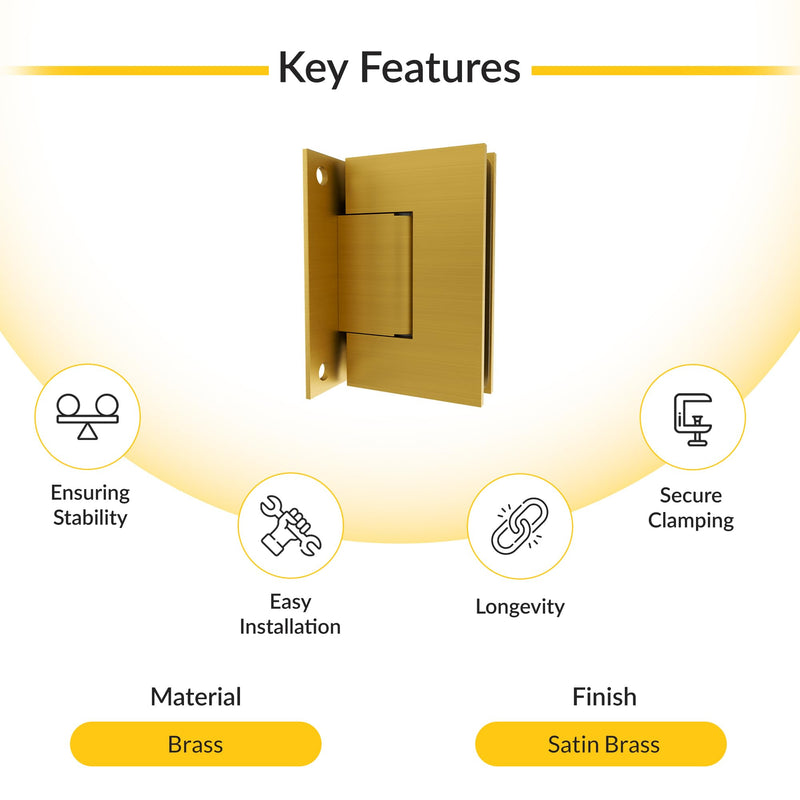 Brixwell Wall Mount Full Back Plate Hinge with 5 Degree Preset, Satin Brass
