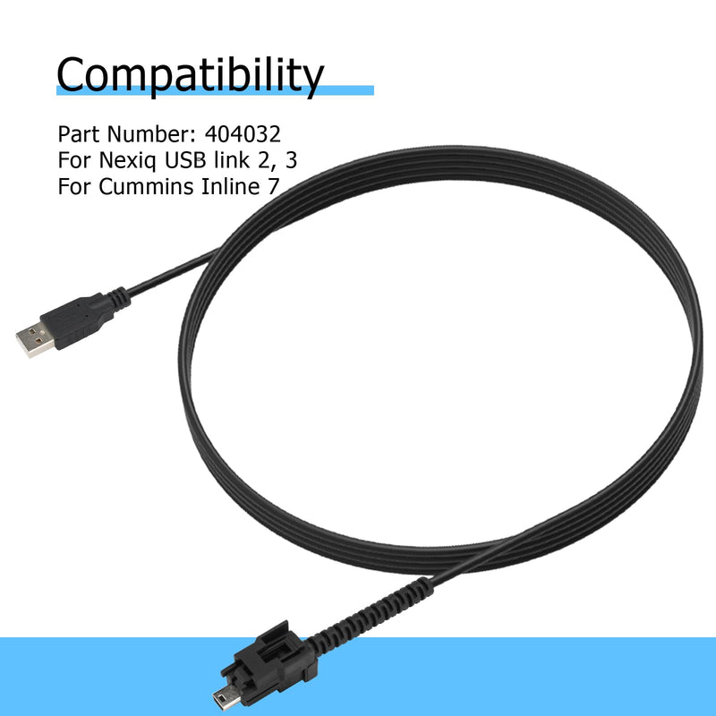 404032 USB Cable Compatible with Nexiq USB Link 2 & 3, Latching Replacement Cord for Truck Diagnostic Data Transmission, Wired Adapter Port Connector to Laptop for Cummins Inline 7, 13ft