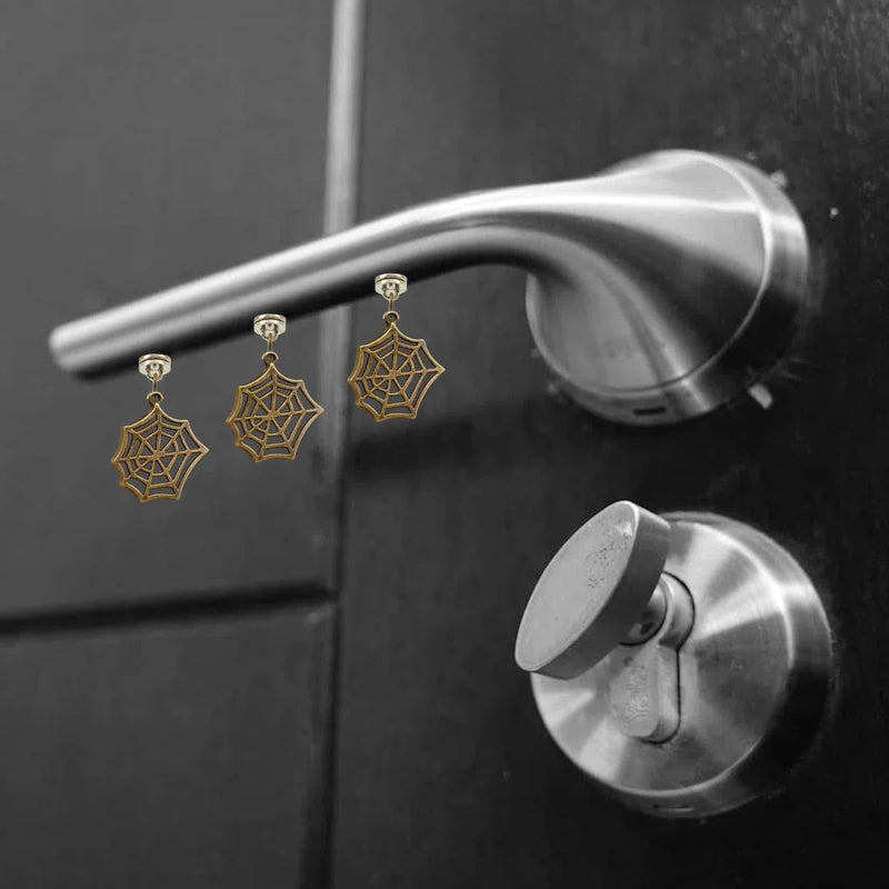 Brass Hinge Head Home Decoration Spider's Web,Magnetic Hinge Dropper Hanging,Magnetic Hinge Head Toppers,Door Hinge Pin Topper (Brass) Brass