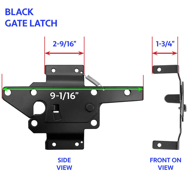 Vinyl Gate Latch Black (for Vinyl, Wood, PVC etc Fencing) Fence Gate Latch w/Mounting Hardware - Gate Latches Have a 90 Degree Bracket Resulting in a Positive Latch to Gate Connection BLACK - EACH