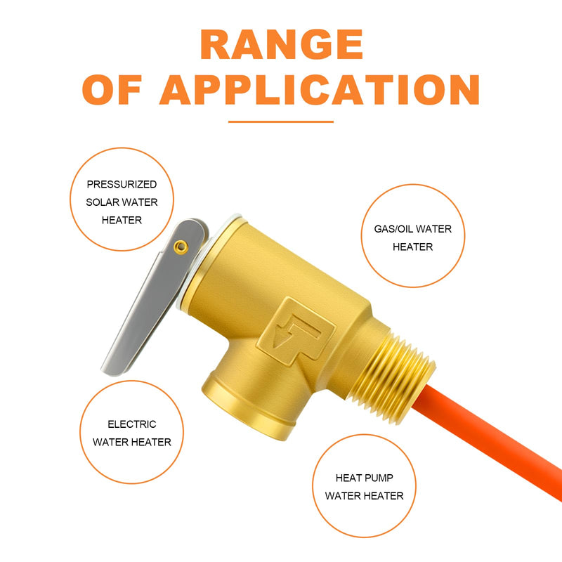 GASHER 1/2" NPT RV Water Heater Temperature & Pressure Relief Valve with Epoxy-Coated Probe, For Hot Water Heater Tanks 1/2" NPT (Epoxy-Coated Probe)