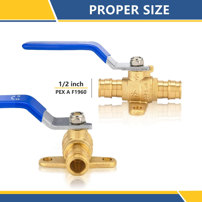 5PACK GUOFIS 1/2"PEX-A Expansion Ball Valve with Drop ear(VALVE027-5) 5 1/2 Inch