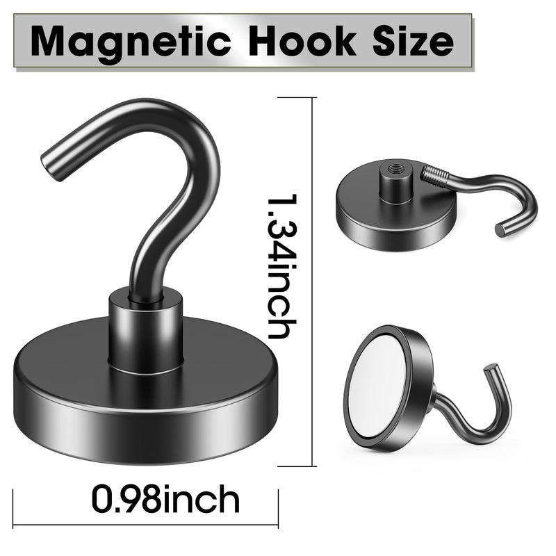 VNDUEEY Cruise Must Haves, 80 Lbs Strong Magnetic Hooks, Heavy Duty Earth Magnets with Hook for Refrigerator, Magnet Metal Hooks for Classroom, Office, and Kitchen BBQ (Black, Pack of 10) Black