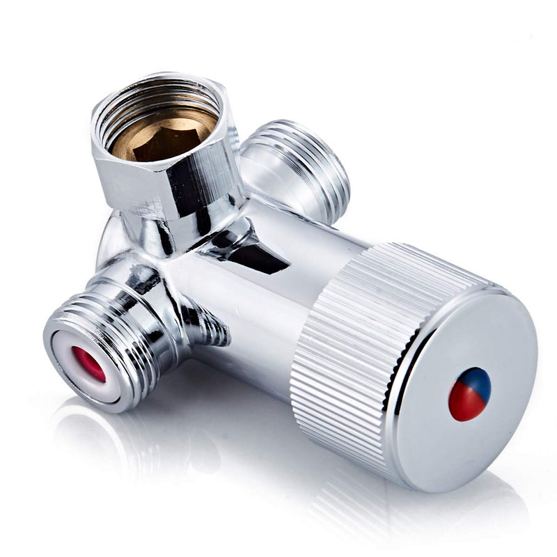 Solid Brass DN15 1/2" Hot and Cold Water Mixing Valve for Touchless Sensor Faucet,Temperature Adjustable Automatic Faucet Water Mixer Valve with Check Valve…