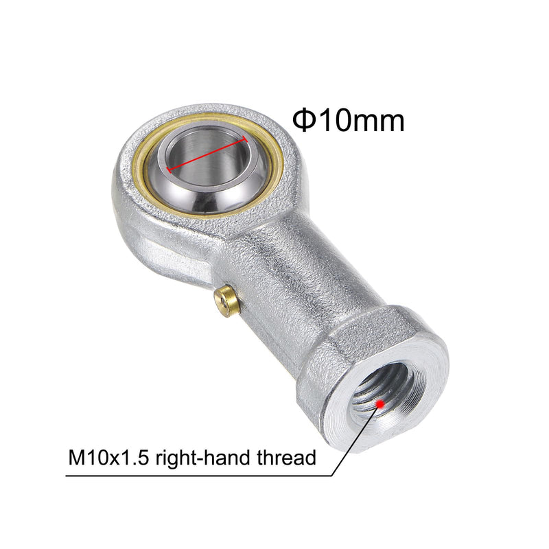 uxcell 4pcs PHS10 Female Rod End Bearing M10 Bore and M10x1.5 Right Hand Thread, Self-Lubricating Joint Rod Ends, Includes Jam Nuts