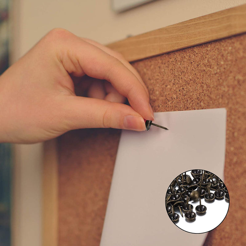 250 Pcs Upholstery Tacks, Decorative Furniture Tacks, Round Head Bronze Nails Tacks Pins, Antique Thumb Tacks Push Pins for DIY Project, Furniture, Sofa, Chair, Bed- 11x17 mm