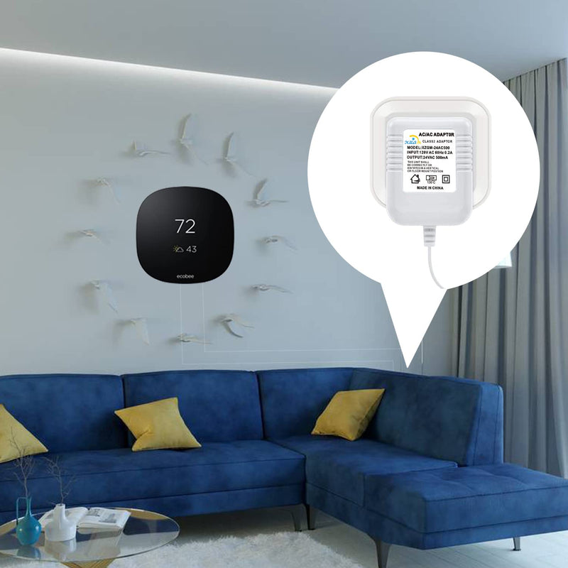 24V Doorbell Transformer Adapter Compatible with Nest Honeywell Ecobee Sensis All Versions of Ring Video Doorbells Thermostats Power Supply Adapter (26FT White, 12.0, Watts) 26FT white 12.0 Watts