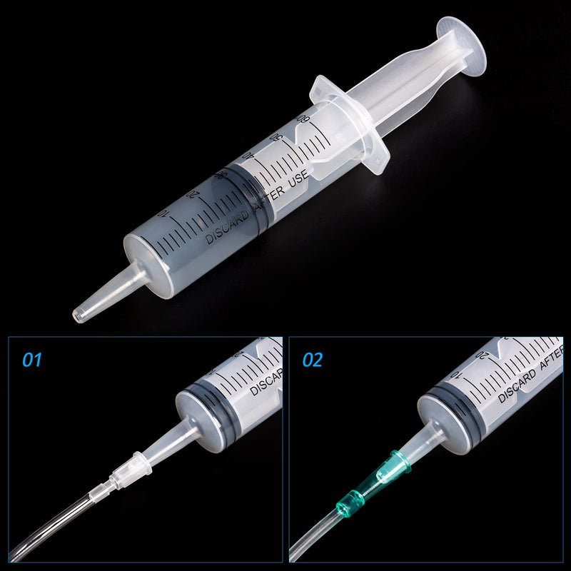 SHAOTONG 60ml Syringe with 40 Inch Tube and Tip Adapter, for Feeding Pets, Liquid Refilling, Drawing Oil Fluid 60ML/CC