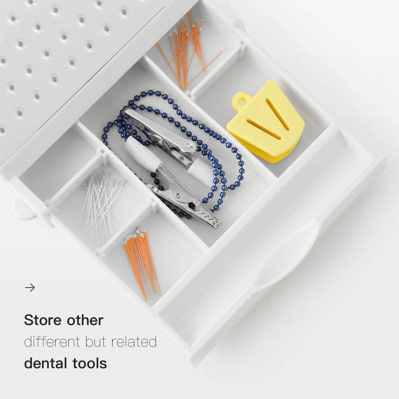 Annhua White Dental Burs Holder Bur Block Station Bur Box, 142 Holes Burs Block Station Organizer Case for Slow Speed High Speed Bur
