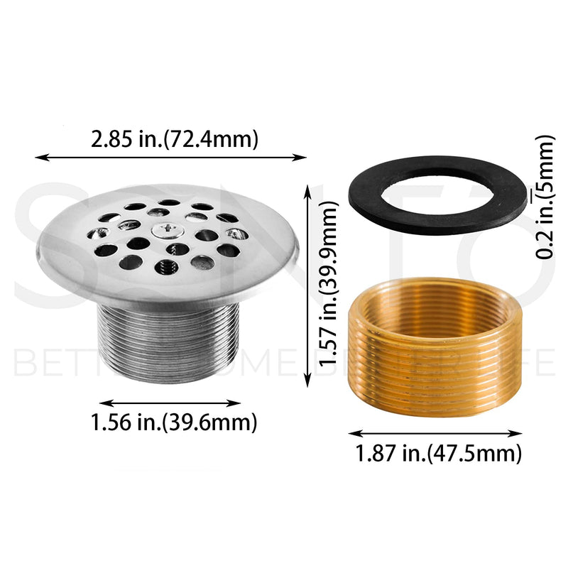 SENTO Chrome Trip Lever Bathtub Drain Assembly Stopper Kit, Fit Both 1-1/2 Inch or 1-5/8 Inch Strainer and Stopper, Heavy Duty Metal with Matching Screws, Easy Installation, Polished Chrome