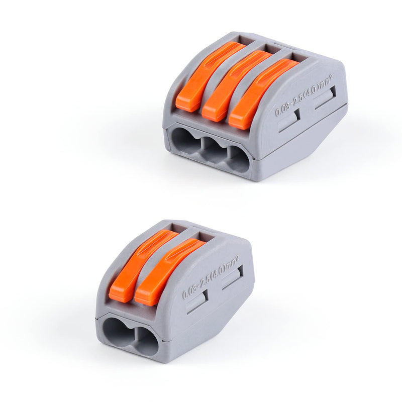 Zhushan 110 PCS Lever Wire Connectors Nuts Kit - Electrical Connectors, 28-12 AWG, Compact Splicing Wire Connectors, Quick Disconnect, 2/3 Conductors Combination