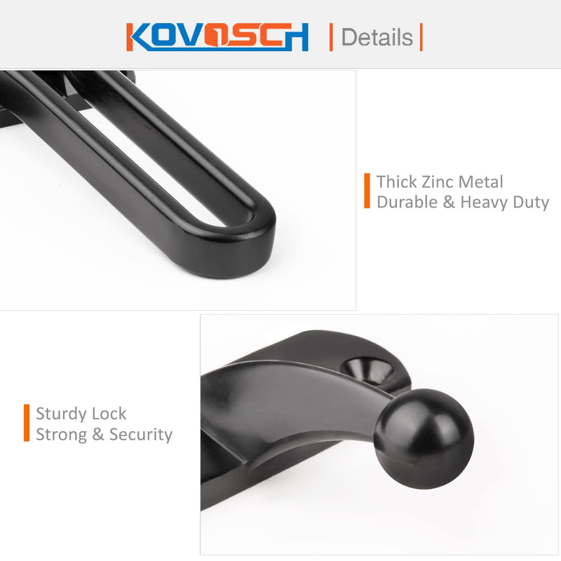 2 Pack Swing Bar Lock Black, Heavy Duty Door Lock Security, Sturdy Swing Bar Door Guard for Front Doors, Zinc Alloy 2 Pack