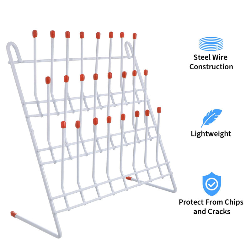 Laboratory Beaker Drying Rack 24-Position Test Tube Draining Holder 11.81X11.81X4.52 Inch Lab Glassware Organizer for Scientific and Industrial Use White 30.00X30.00X11.50CM