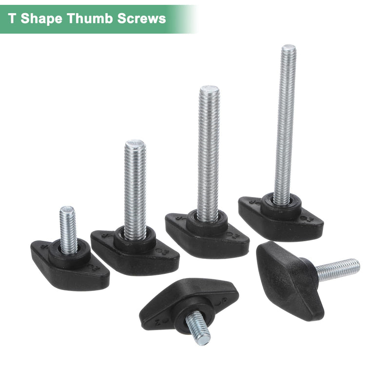 4-Pack Thumb Screws, M6x16mm Tee Wing Knobs, Plastic T Handles Clamping Knob for Woodworking/Machinery/Equipment, Tightening Thread Thumbscrew [Black] 4